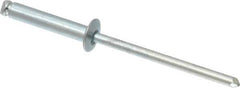 RivetKing - Size 48 Dome Head Steel Open End Blind Rivet - Steel Mandrel, 0.376" to 1/2" Grip, 1/4" Head Diam, 0.129" to 0.133" Hole Diam, 0.65" Length Under Head, 1/8" Body Diam - Exact Tool & Supply
