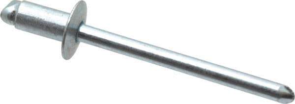 RivetKing - Size 52 Dome Head Steel Open End Blind Rivet - Steel Mandrel, 0.02" to 1/8" Grip, 0.312" Head Diam, 0.16" to 0.164" Hole Diam, 0.3" Length Under Head, 5/32" Body Diam - Exact Tool & Supply