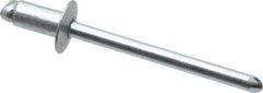 RivetKing - Size 52 Dome Head Steel Open End Blind Rivet - Steel Mandrel, 0.02" to 1/8" Grip, 0.312" Head Diam, 0.16" to 0.164" Hole Diam, 0.3" Length Under Head, 5/32" Body Diam - Exact Tool & Supply