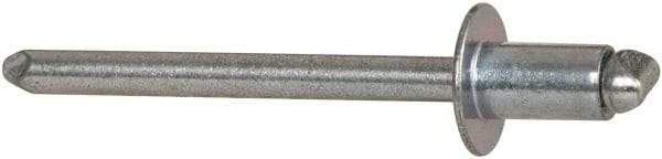 RivetKing - Size 62 Dome Head Steel Open End Blind Rivet - Steel Mandrel, 0.02" to 1/8" Grip, 3/8" Head Diam, 0.192" to 0.196" Hole Diam, 0.325" Length Under Head, 3/16" Body Diam - Exact Tool & Supply