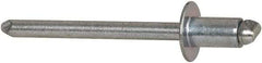 RivetKing - Size 62 Dome Head Steel Open End Blind Rivet - Steel Mandrel, 0.02" to 1/8" Grip, 3/8" Head Diam, 0.192" to 0.196" Hole Diam, 0.325" Length Under Head, 3/16" Body Diam - Exact Tool & Supply