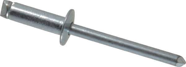 RivetKing - Size 66 Dome Head Steel Open End Blind Rivet - Steel Mandrel, 0.251" to 3/8" Grip, 3/8" Head Diam, 0.192" to 0.196" Hole Diam, 0.575" Length Under Head, 3/16" Body Diam - Exact Tool & Supply