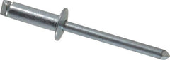 RivetKing - Size 66 Dome Head Steel Open End Blind Rivet - Steel Mandrel, 0.251" to 3/8" Grip, 3/8" Head Diam, 0.192" to 0.196" Hole Diam, 0.575" Length Under Head, 3/16" Body Diam - Exact Tool & Supply