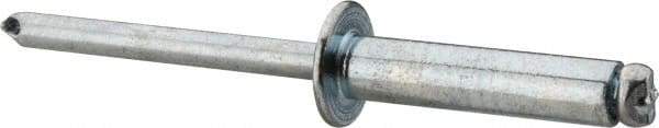 RivetKing - Size 610 Dome Head Steel Open End Blind Rivet - Steel Mandrel, 0.501" to 5/8" Grip, 3/8" Head Diam, 0.192" to 0.196" Hole Diam, 0.825" Length Under Head, 3/16" Body Diam - Exact Tool & Supply