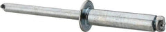 RivetKing - Size 610 Dome Head Steel Open End Blind Rivet - Steel Mandrel, 0.501" to 5/8" Grip, 3/8" Head Diam, 0.192" to 0.196" Hole Diam, 0.825" Length Under Head, 3/16" Body Diam - Exact Tool & Supply