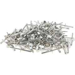 RivetKing - Size 612 Large Flange Dome Head Aluminum Open End Blind Rivet - Aluminum Mandrel, 0.626" to 3/4" Grip, 5/8" Head Diam, 0.192" to 0.196" Hole Diam, 0.95" Length Under Head, 3/16" Body Diam - Exact Tool & Supply