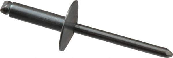 RivetKing - Size 68 Large Flange Dome Head Steel Open End Blind Rivet - Steel Mandrel, 0.376" to 1/2" Grip, 5/8" Head Diam, 0.192" to 0.196" Hole Diam, 0.7" Length Under Head, 3/16" Body Diam - Exact Tool & Supply