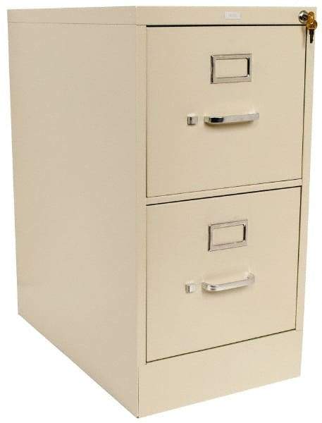 Hon - 15" Wide x 29" High x 25" Deep, 2 Drawer Vertical File with Lock - Steel, Putty - Exact Tool & Supply