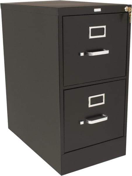 Hon - 15" Wide x 29" High x 25" Deep, 2 Drawer Vertical File with Lock - Steel, Black - Exact Tool & Supply