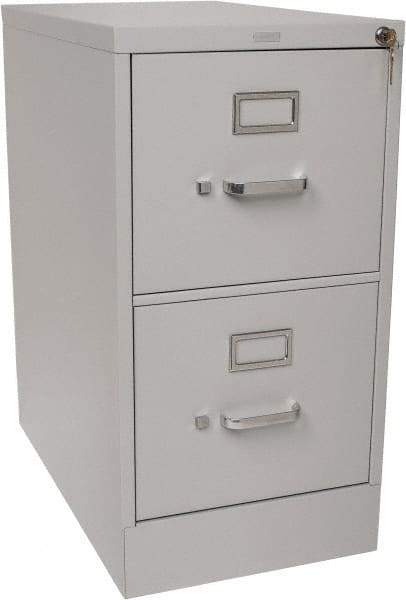 Hon - 15" Wide x 29" High x 25" Deep, 2 Drawer Vertical File with Lock - Steel, Light Gray - Exact Tool & Supply