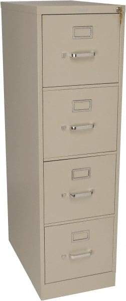 Hon - 15" Wide x 52" High x 25" Deep, 4 Drawer Vertical File with Lock - Steel, Putty - Exact Tool & Supply