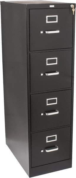 Hon - 15" Wide x 52" High x 25" Deep, 4 Drawer Vertical File with Lock - Steel, Black - Exact Tool & Supply