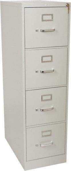 Hon - 15" Wide x 52" High x 25" Deep, 4 Drawer Vertical File with Lock - Steel, Light Gray - Exact Tool & Supply