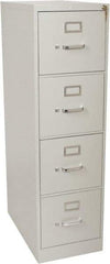 Hon - 15" Wide x 52" High x 25" Deep, 4 Drawer Vertical File with Lock - Steel, Light Gray - Exact Tool & Supply