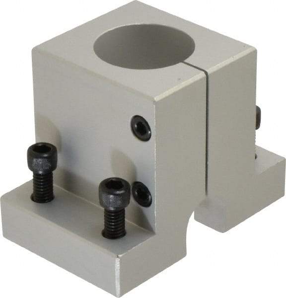 80/20 Inc. - 3-7/8 Inch Wide x 3 Inch High x 2-1/2 Inch Deep Single Shaft Stanchion Base - 1.505 Inch Hole x 0.328 Inch Bolt Hole Diameter - Exact Tool & Supply