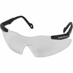 Smith & Wesson - Clear Lenses, Framed Safety Glasses - Scratch Resistant, Black Plastic Frame, Size Mini, Wrap Around - Exact Tool & Supply