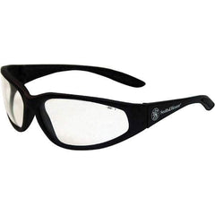 Smith & Wesson - Clear Lenses, Framed Safety Glasses - Scratch Resistant, Black Plastic Frame, Size Universal, Wrap Around - Exact Tool & Supply