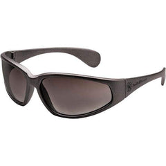 Smith & Wesson - Gray Lenses, Framed Safety Glasses - Scratch Resistant, Black Plastic Frame, Size Universal, Wrap Around - Exact Tool & Supply