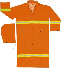 MCR Safety - Size M, High Visibility Orange, Rain Jacket - 2 Pockets, Attached Hood - Exact Tool & Supply