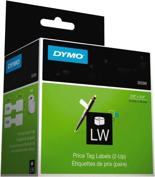 Dymo - 3/8" Wide x 3/4" Long, White Price Tag - For DYMO LabelWriter Printers - Exact Tool & Supply