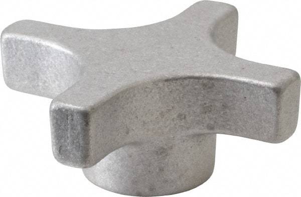 Made in USA - 3" Head Diam, 4 Point Lobed Knob - Aluminum - Exact Tool & Supply