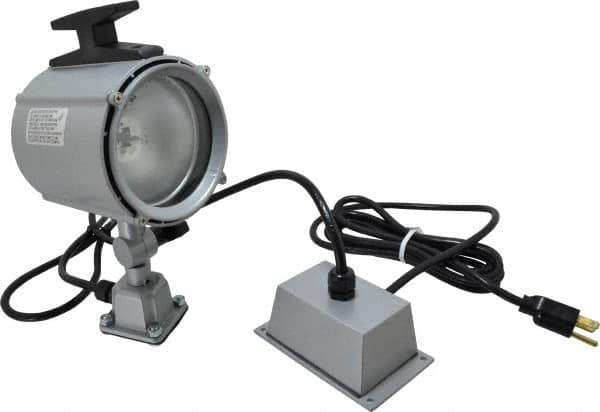 Electrix - 4 NEMA Rated, 12 VDC, 55 Watt, Spot Machine Light - Direct Mount, 9 Ft. Cord, 4-1/2 Inch Light Diameter, Remote Ballast, Gray - Exact Tool & Supply