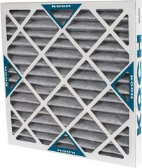 Made in USA - 20" Noml Height x 20" Noml Width x 2" Noml Depth, 70% Capture Efficiency, Wire-Backed Pleated Air Filter - MERV 8, Cotton/Polyester & Activated Carbon, Integrated Beverage Board Frame, 500 Max FPM, 1,400 CFM, For Any Unit - Exact Tool & Supply