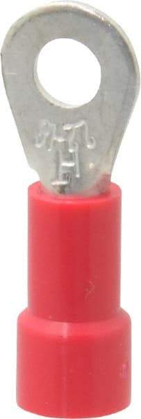 Made in USA - 22-18 AWG Fully Insulated Crimp Connection Circular Ring Terminal - #6 Stud, Copper Contact - Exact Tool & Supply