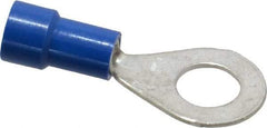 Made in USA - 16-14 AWG Fully Insulated Crimp Connection Circular Ring Terminal - 1/4" Stud, Copper Contact - Exact Tool & Supply