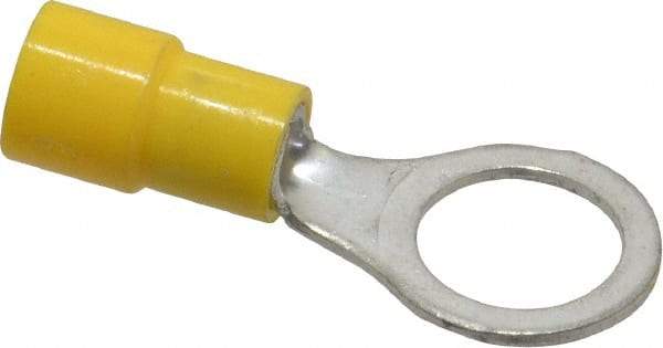 Made in USA - 12-10 AWG Fully Insulated Crimp Connection Circular Ring Terminal - 3/8" Stud, Copper Contact - Exact Tool & Supply