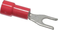 Made in USA - #6 Stud, 22 to 18 AWG Compatible, Fully Insulated, Crimp Connection, Standard Fork Terminal - Exact Tool & Supply