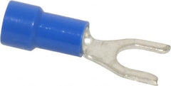 Made in USA - #10 Stud, 16 to 14 AWG Compatible, Fully Insulated, Crimp Connection, Standard Fork Terminal - Exact Tool & Supply