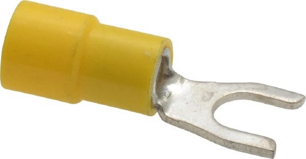 Made in USA - #10 Stud, 12 to 10 AWG Compatible, Fully Insulated, Crimp Connection, Standard Fork Terminal - Exact Tool & Supply