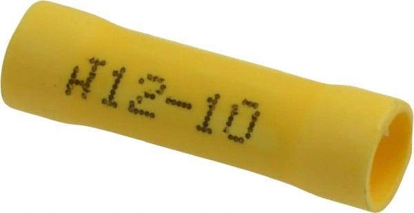 Made in USA - 12 to 10 AWG Compatible, Butt Splice Terminal - Yellow - Exact Tool & Supply