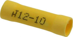 Made in USA - 12 to 10 AWG Compatible, Butt Splice Terminal - Yellow - Exact Tool & Supply