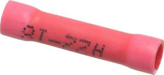 Made in USA - 22 to 18 AWG Compatible, Butt Splice Terminal - Red - Exact Tool & Supply