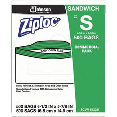 Ziploc - 500 Piece, 22 oz. Capacity, 6-1/2 Inch Long x 6 Inch Wide, Ziploc Sandwich Bag - 1.2 mil Thick, Rectangle Clear Plastic - Exact Tool & Supply
