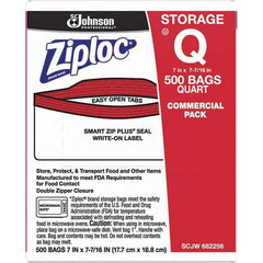 Ziploc - 500 Piece, 1 Quart Capacity, 8 Inch Long x 7 Inch Wide, Ziploc Storage Bag - 1.75 mil Thick, Rectangle Clear Plastic - Exact Tool & Supply