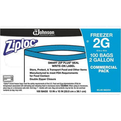 Ziploc - 100 Piece, 2 Gallon Capacity, 13 Inch Long x 15-1/2 Inch Wide, Ziploc Freezer Bag - 2.7 mil Thick, Rectangle Clear Plastic - Exact Tool & Supply