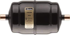 Parker - 1/2" Connection, 2-1/2" Diam, 5.41" Long, Refrigeration Liquid Line Filter Dryer - 4-1/8" Cutout Length, 101 Drops Water Capacity - Exact Tool & Supply