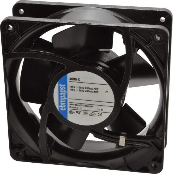 EBM Papst - 115 Volts, AC, 106 CFM, Square Tube Axial Fan - 0.16 Amp Rating, 119mm High x 119mm Wide x 1-1/2" Deep - Exact Tool & Supply