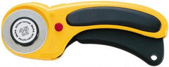 Olfa - Fixed Safety Cutter - 1.77" Tungsten Tool Steel Blade, Yellow & Black ABS Plastic with Elastomer Inset Handle, 1 Blade Included - Exact Tool & Supply