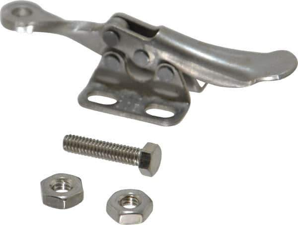 De-Sta-Co - 75 Lb Holding Capacity, Horizontal Handle, Manual Hold Down Toggle Clamp - 82° Handle Movement, 94° Bar Opening, Solid Bar, Flanged Base, Stainless Steel - Exact Tool & Supply