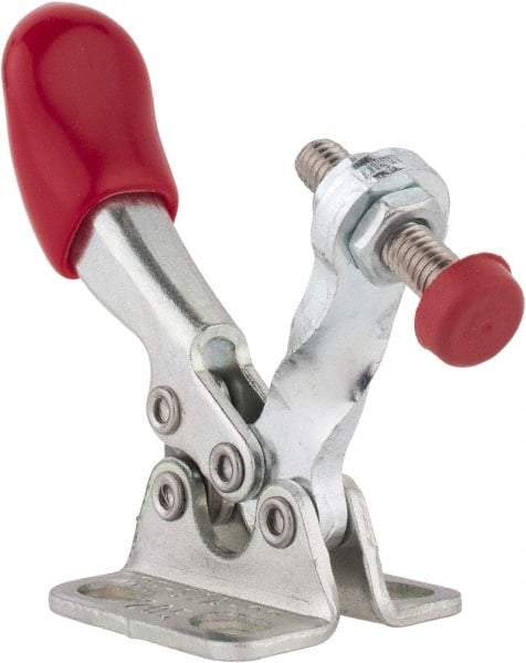 De-Sta-Co - 60 Lb Holding Capacity, Horizontal Handle, Manual Hold Down Toggle Clamp - 82° Handle Movement, 94° Bar Opening, Solid Bar, Flanged Base, Electro-Plated Zinc, Carbon Steel - Exact Tool & Supply