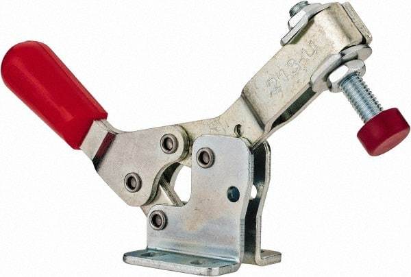 De-Sta-Co - 150 Lb Holding Capacity, Horizontal Handle, Manual Hold Down Toggle Clamp - 60° Handle Movement, 90° Bar Opening, U-Bar, Flanged Base, Electro-Plated Zinc, Carbon Steel - Exact Tool & Supply