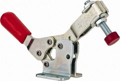 De-Sta-Co - 150 Lb Holding Capacity, Horizontal Handle, Manual Hold Down Toggle Clamp - 60° Handle Movement, 90° Bar Opening, U-Bar, Flanged Base, Electro-Plated Zinc, Carbon Steel - Exact Tool & Supply