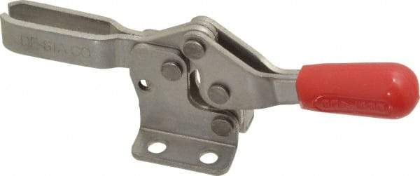De-Sta-Co - 150 Lb Holding Capacity, Horizontal Handle, Manual Hold Down Toggle Clamp - 60° Handle Movement, 90° Bar Opening, U-Bar, Flanged Base, Electro-Plated Zinc, Stainless Steel - Exact Tool & Supply