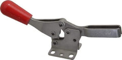 De-Sta-Co - 250 Lb Holding Capacity, Horizontal Handle, Manual Hold Down Toggle Clamp - 61° Handle Movement, 91° Bar Opening, U-Bar, Flanged Base, Electro-Plated Zinc, Stainless Steel - Exact Tool & Supply