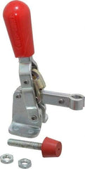 De-Sta-Co - 200 Lb Holding Capacity, Vertical Handle, Manual Hold Down Toggle Clamp - 65° Handle Movement, 105° Bar Opening, U-Bar, Flanged Base, Electro-Plated Zinc, Carbon Steel - Exact Tool & Supply