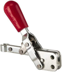 De-Sta-Co - 200 Lb Holding Capacity, Vertical Handle, Manual Hold Down Toggle Clamp - 65° Handle Movement, 105° Bar Opening, Solid Bar, Straight Base, Electro-Plated Zinc, Carbon Steel - Exact Tool & Supply